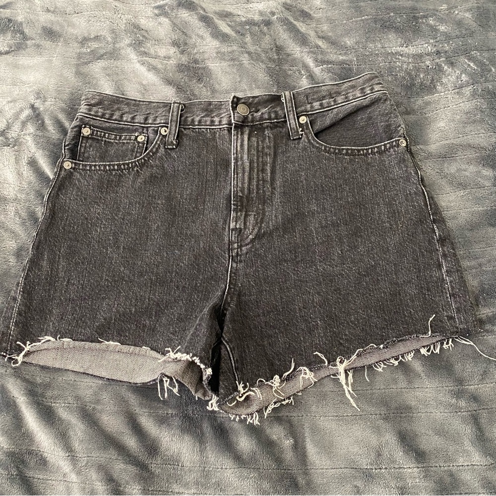 Madewell Charcoal Frayed Hem Jean Shorts